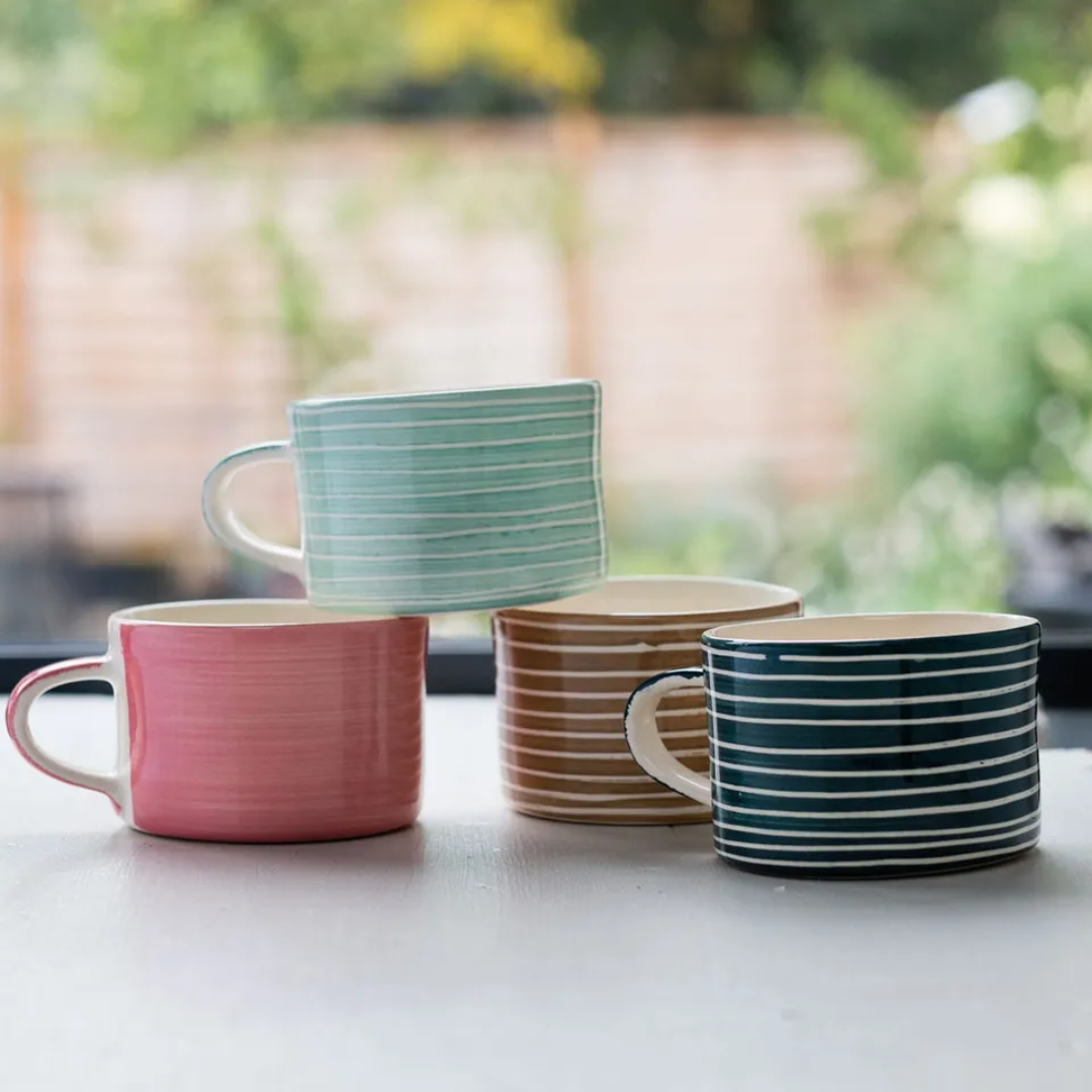 Ceramic Large Mug Sgrafitto Stripe