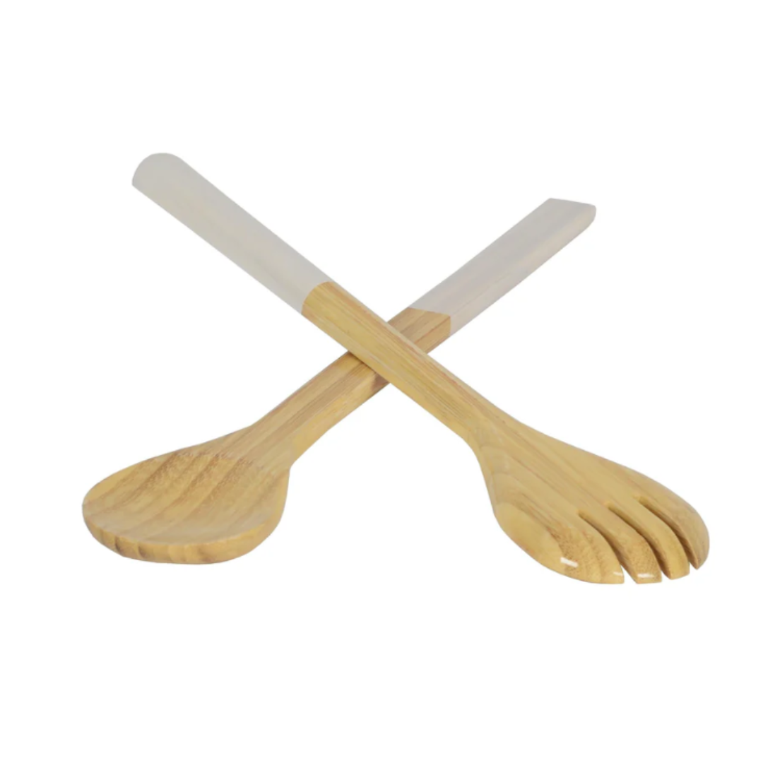 White Bamboo Salad Server in 2 Sizes