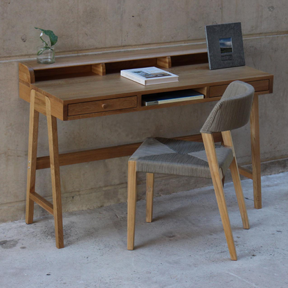 Contemporary Oak Desk with Shelves &amp; Drawers