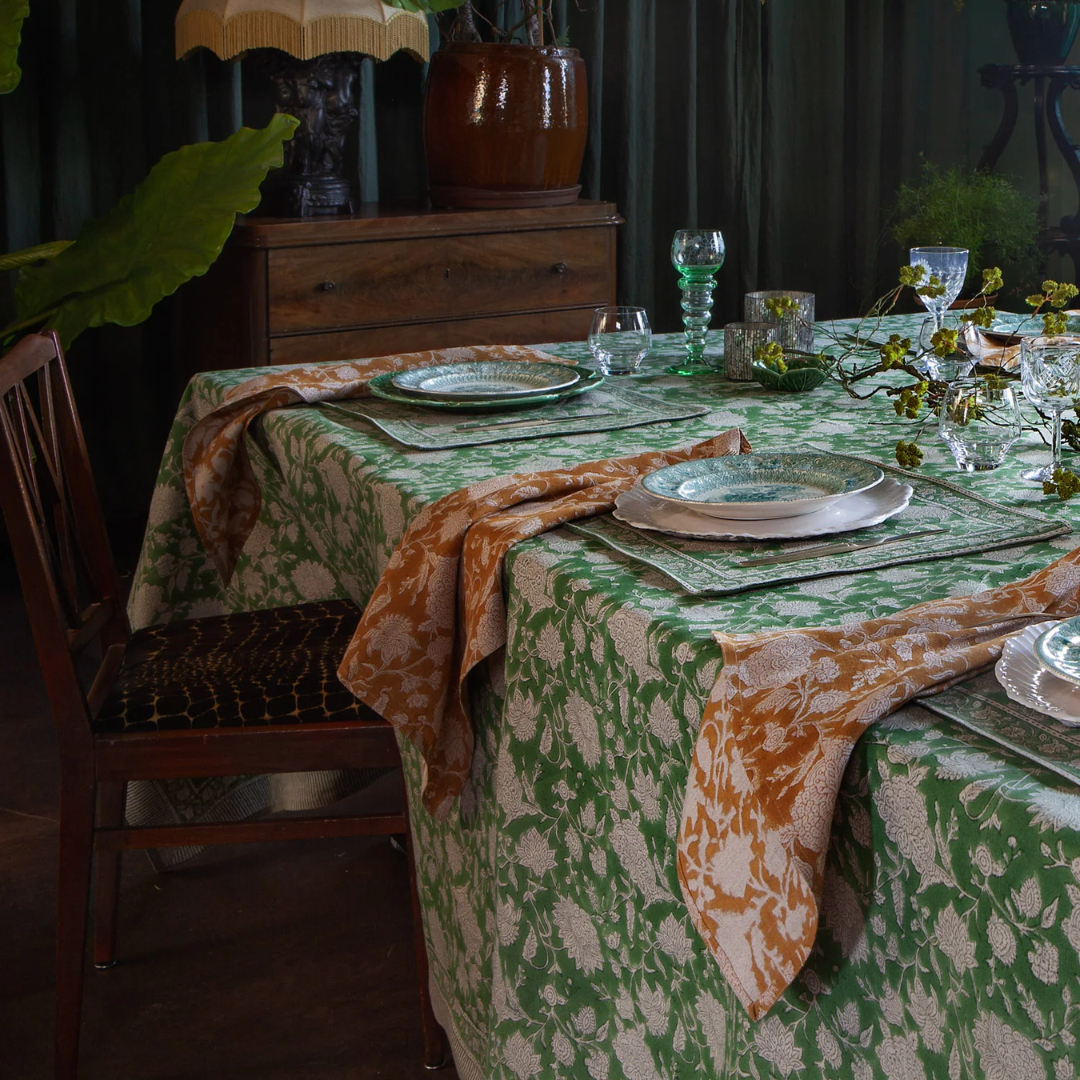 Green Tea Indian Rose Tablecloth in 2 Sizes