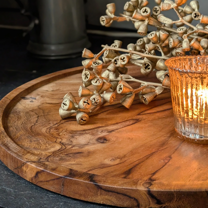 Reclaimed Teak Round Serving Tray