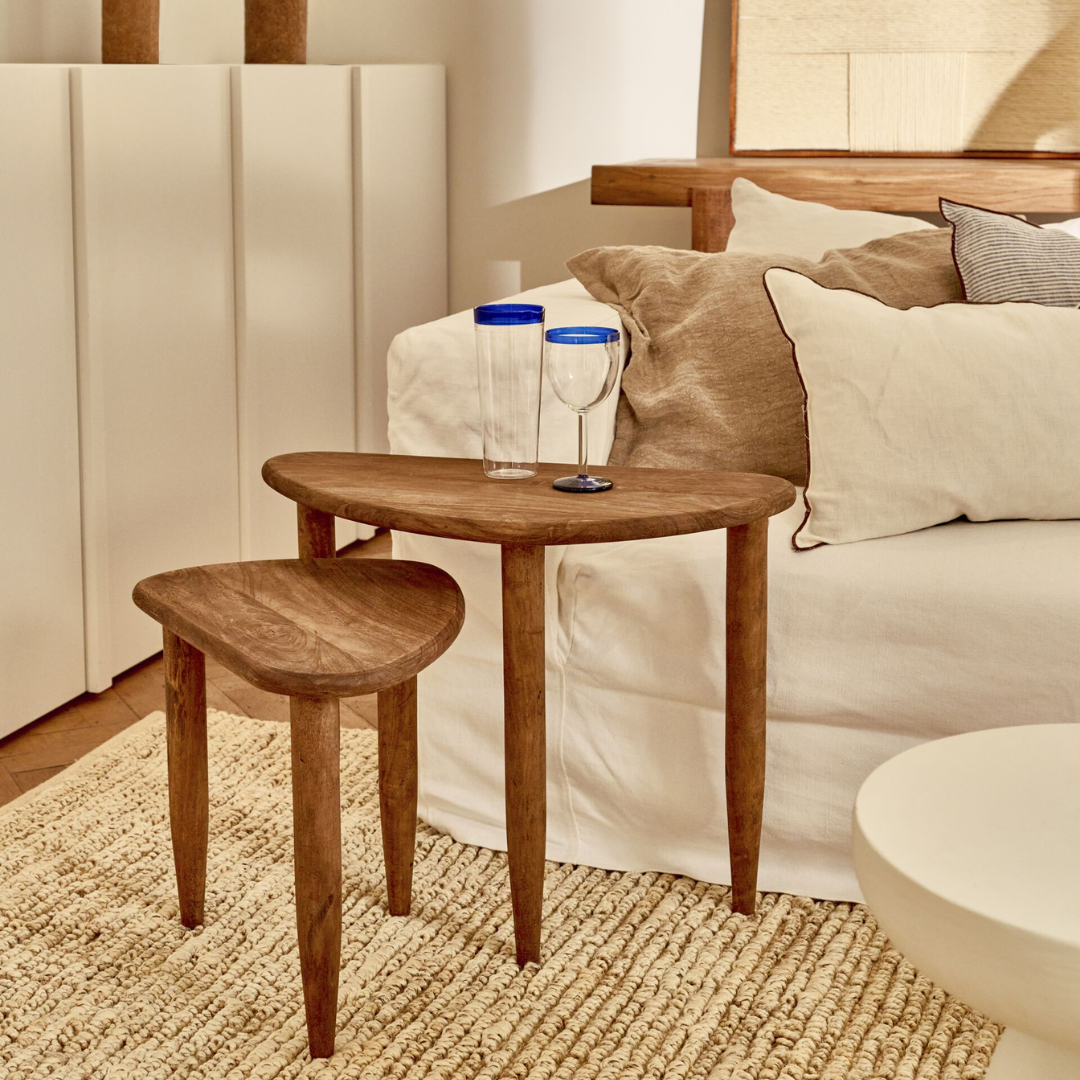 Mango Wood Nesting Side Tables Set of 2