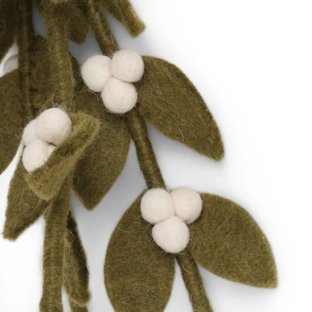 Felt Mistletoe Branch Dark Green