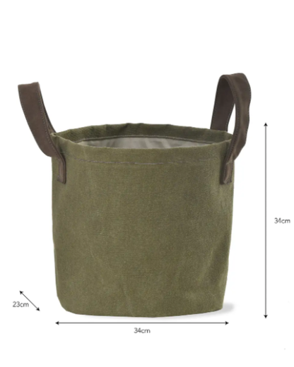Green Canvas Garden Storage Bag with Handles