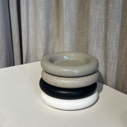 Brown Mist Round Ceramic Candle Holder / Tray