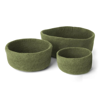 Pine Green Felt Bowl in 3 Sizes