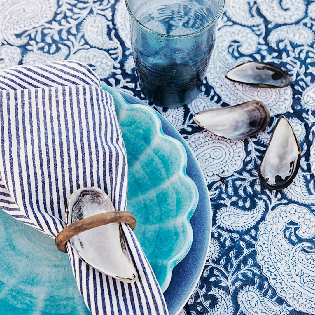 Navy Big Paisley Tablecloth in 2 Sizes