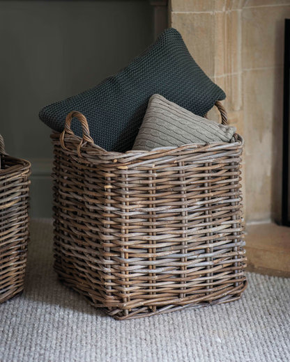 Rattan Square Log Basket in 2 Sizes