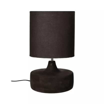 Mango Wood Table Lamp with Dark Linen Shade in 2 Sizes