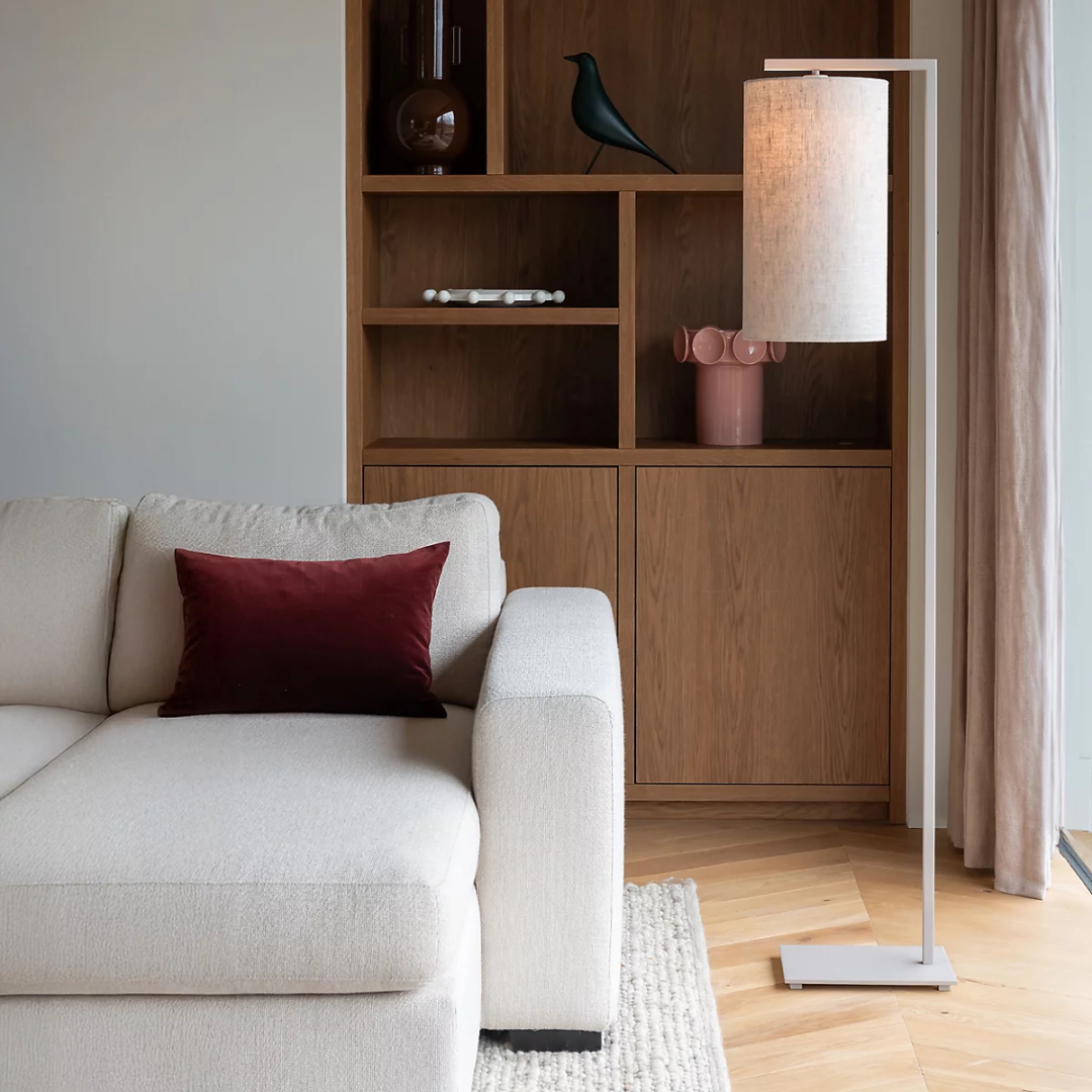 Sand Floor Lamp with Light Linen Shade in 2 Sizes