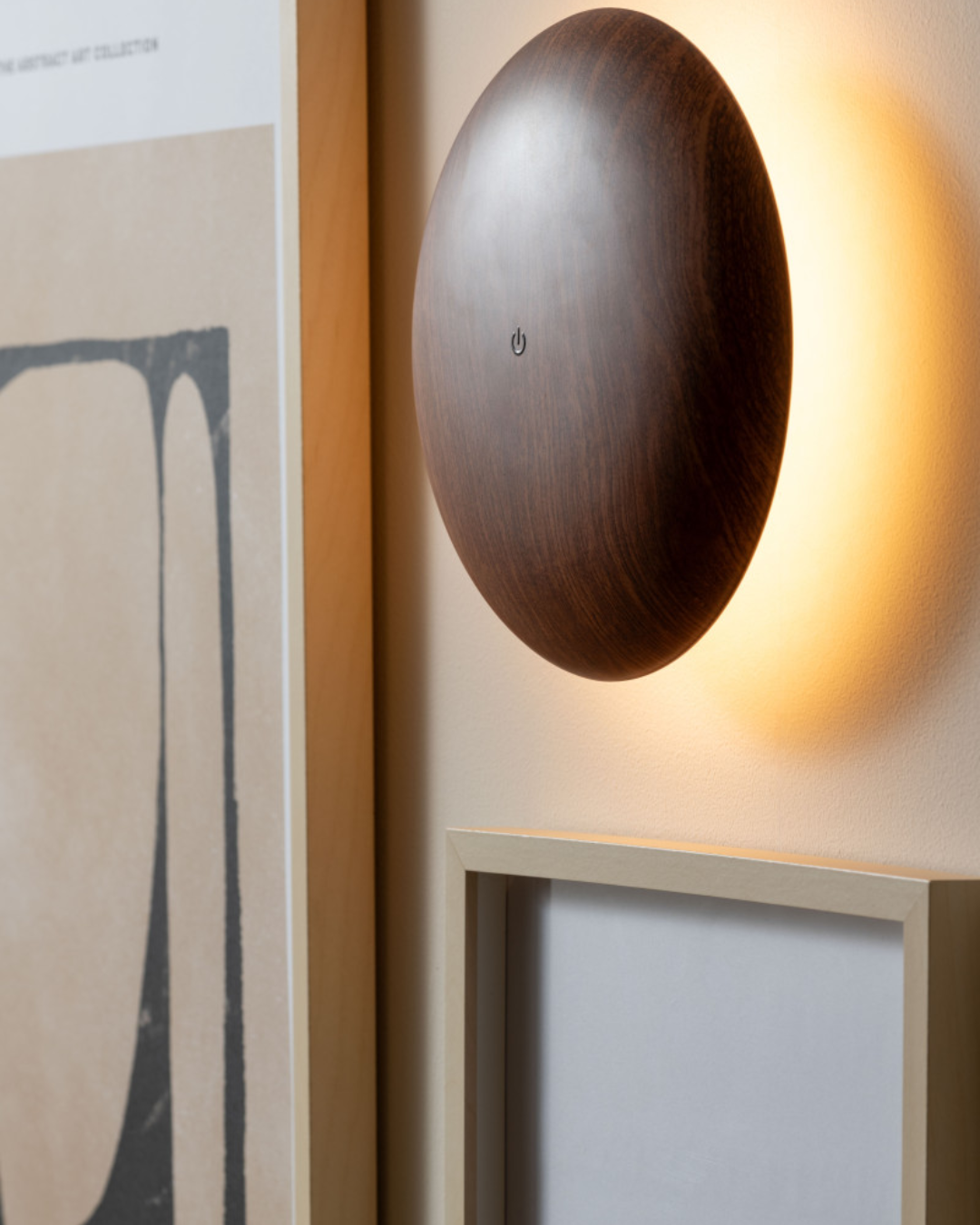 Dark Wood Halo LED Table &amp; Wall Lamp Large