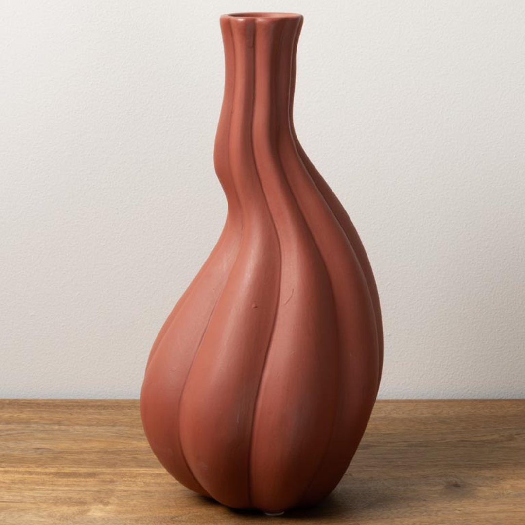 Terracotta Oblong Tear Drop Vase