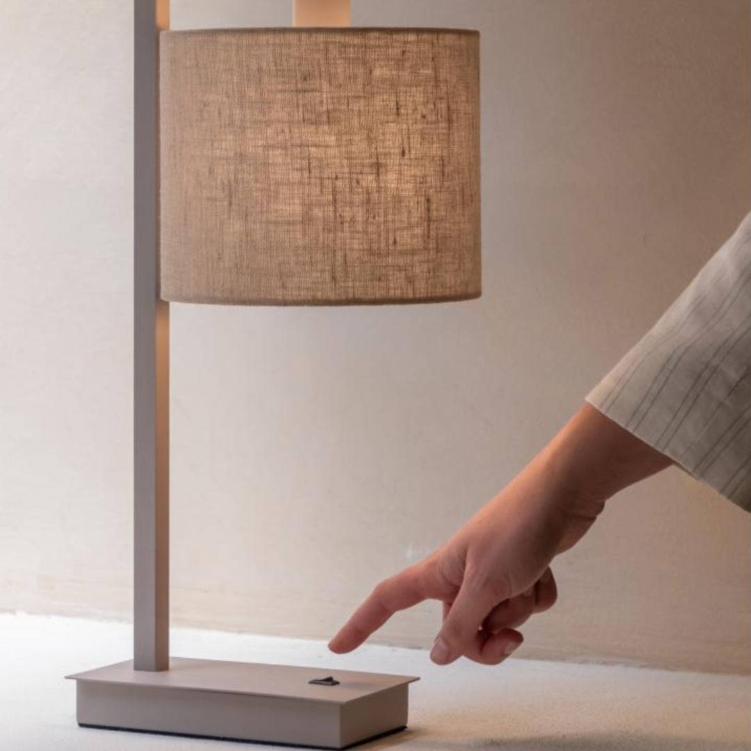 Sand Table Lamp with Linen Shade in 2 Colours