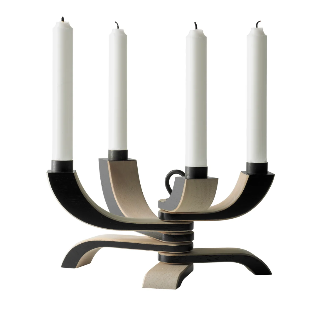 Folding 4 Arm Candleholder in Black