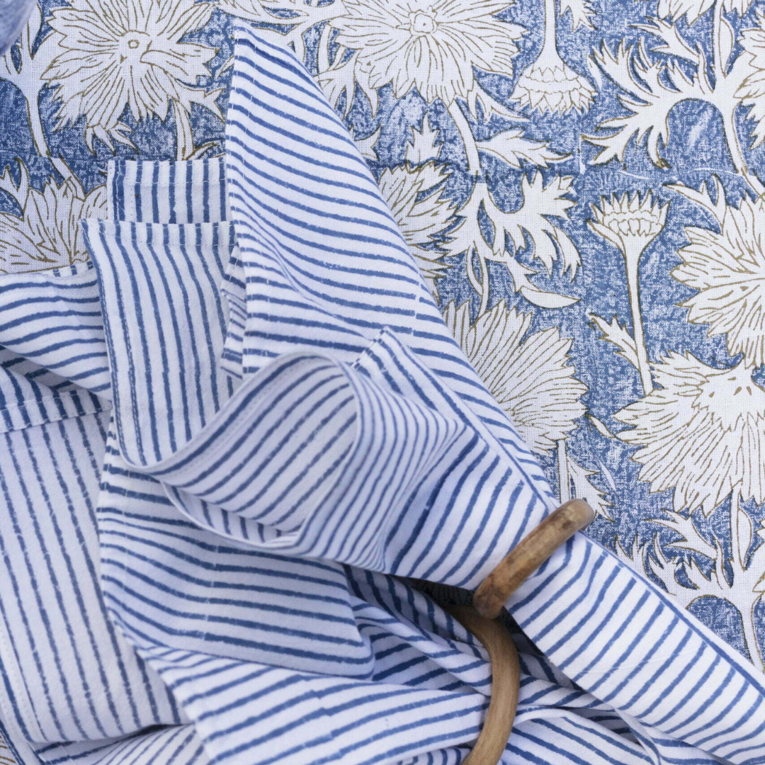 Navy Blue Waterlily Tablecloth in One Size