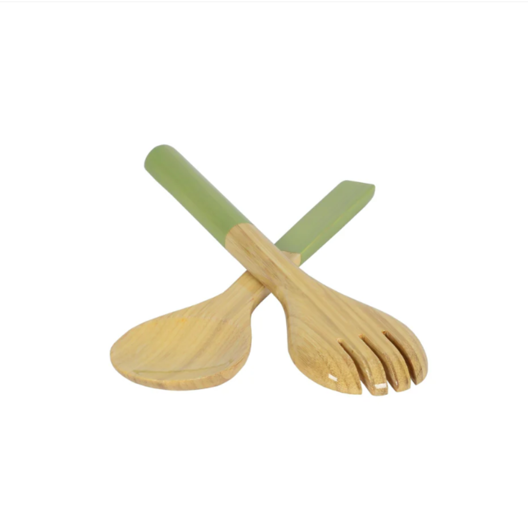 Pastel Green Bamboo Salad Server in 2 Sizes