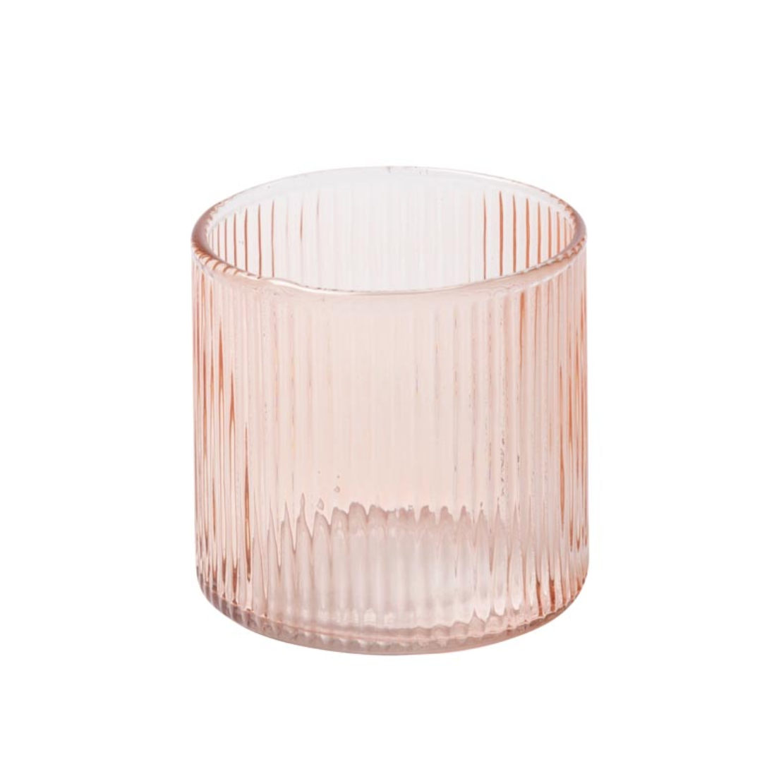 Peach Ribbed Drinking Glass