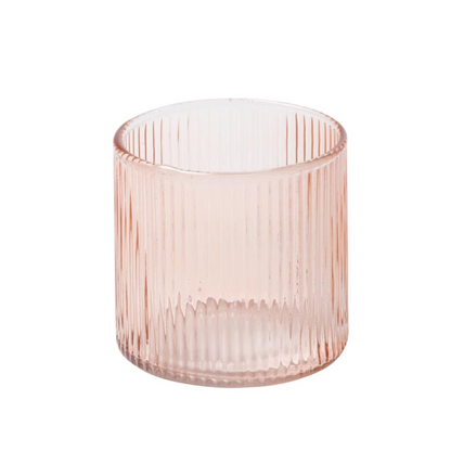 Peach Ribbed Drinking Glass
