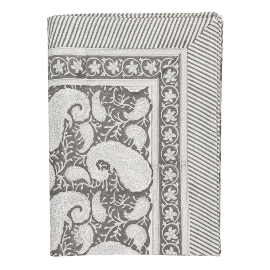Dark Grey Big Paisley Tablecloth in 2 Sizes