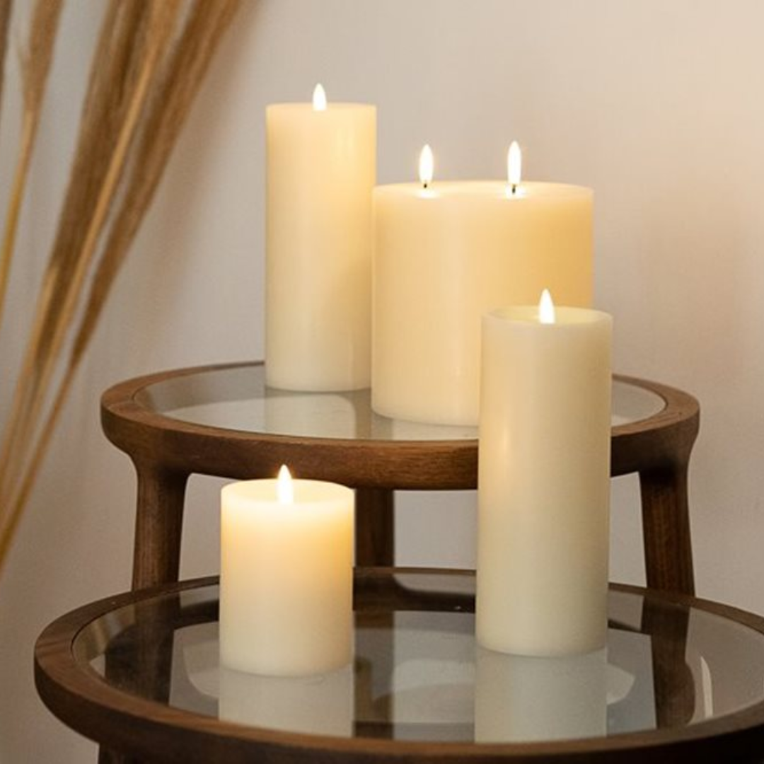 LED Pillar Candle Triple Flame Ivory