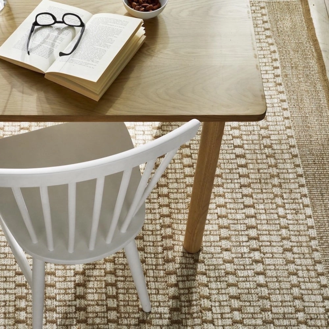 Nordic Geometric Rug in Beige &amp; White - 2 sizes