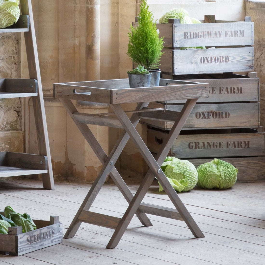 Folding butlers tray in a relaxed country style