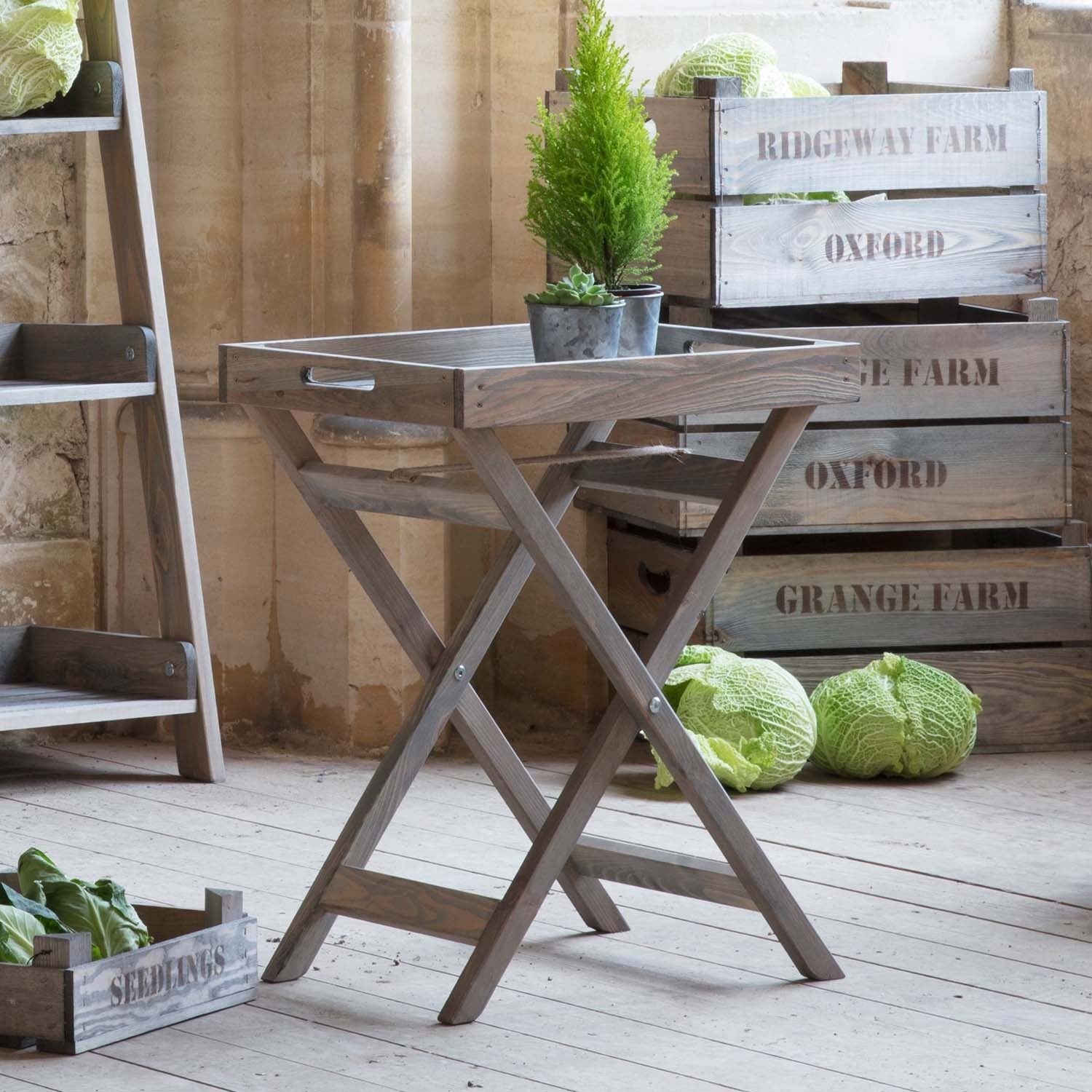 Folding butlers tray in a relaxed country style