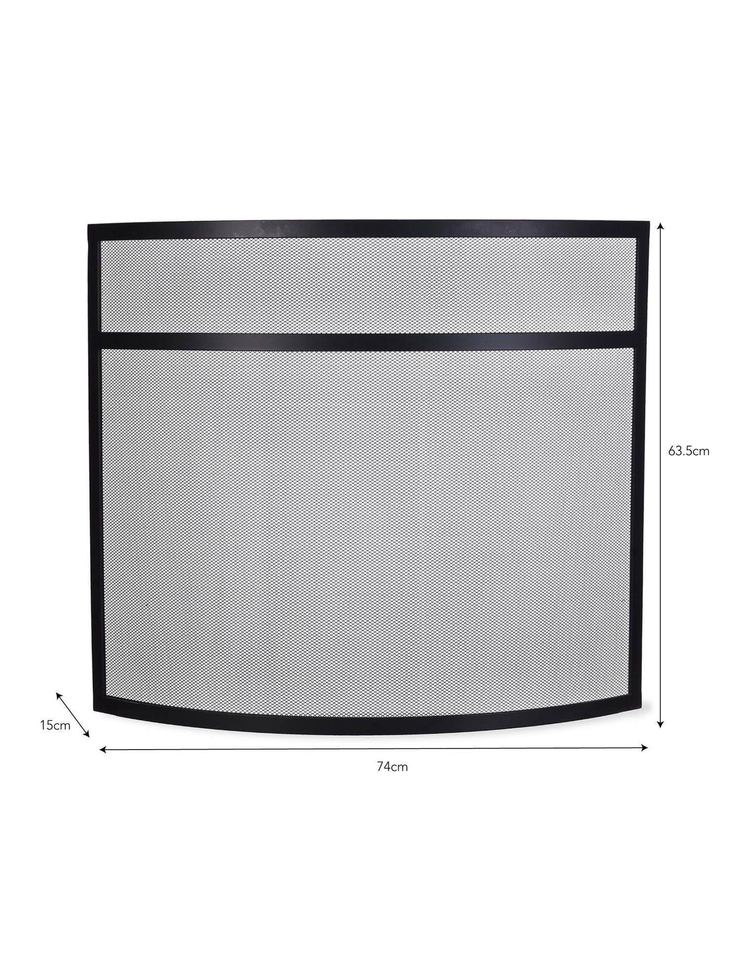 dimensions of the small curved firescreen