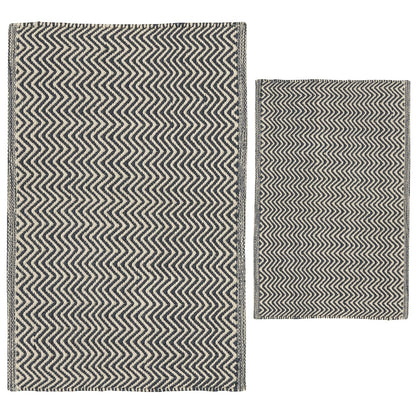 navy herringbone recycled plastic bottle floor rugs in two sizes
