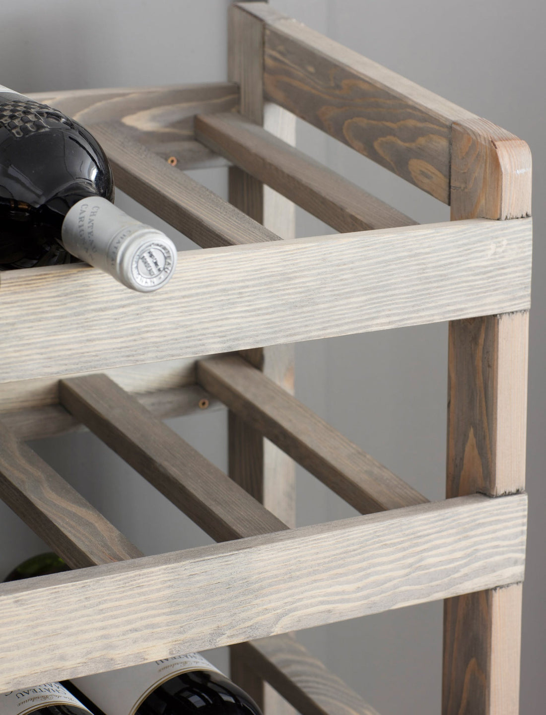 Wine Rack with clever design to keep the corks moist