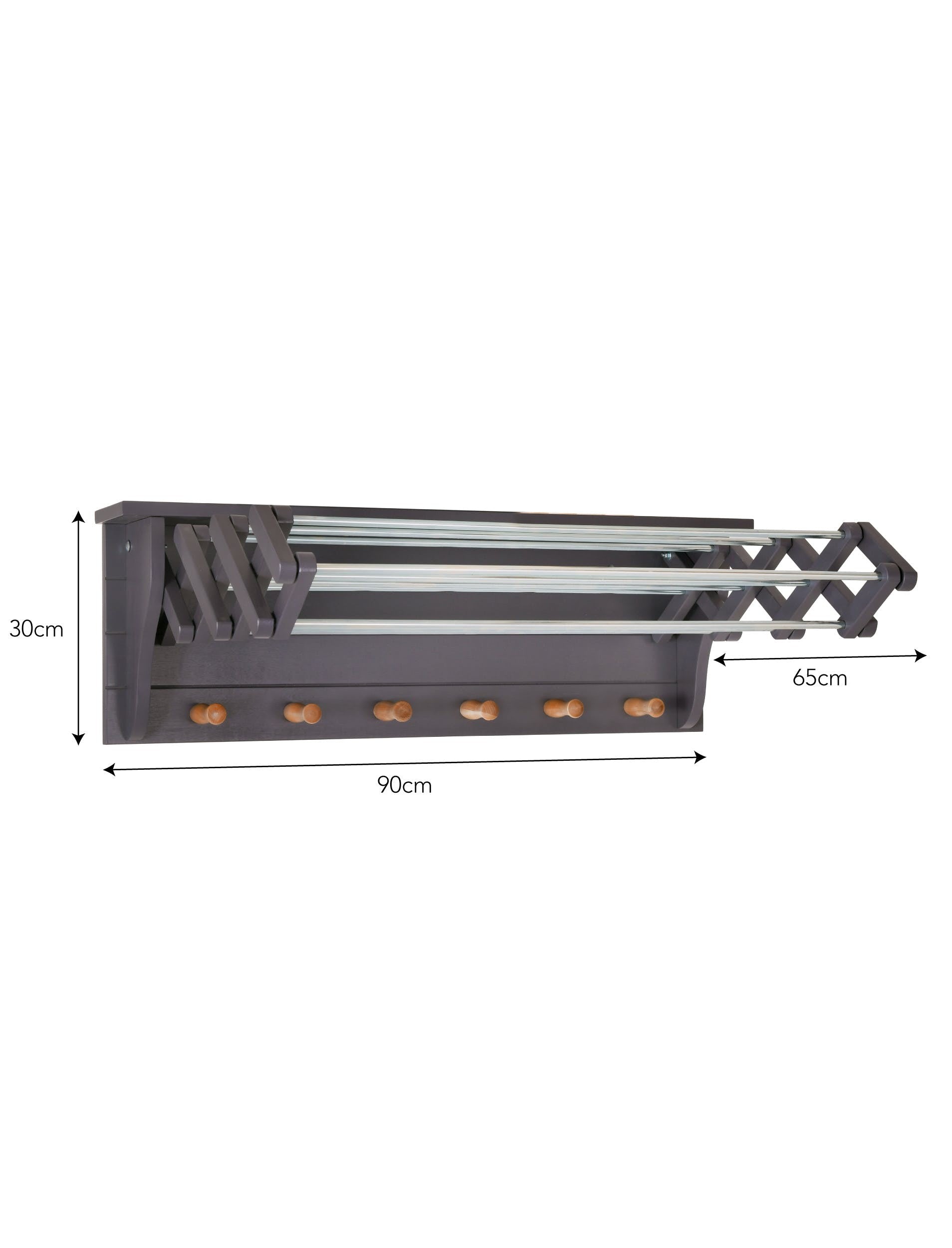 dimensions of the Extending Clothes Dryer in dark charcoal grey 