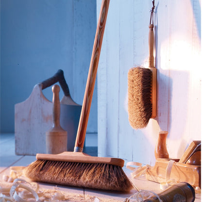 wooden broom with horsehair broom head from the blue door
