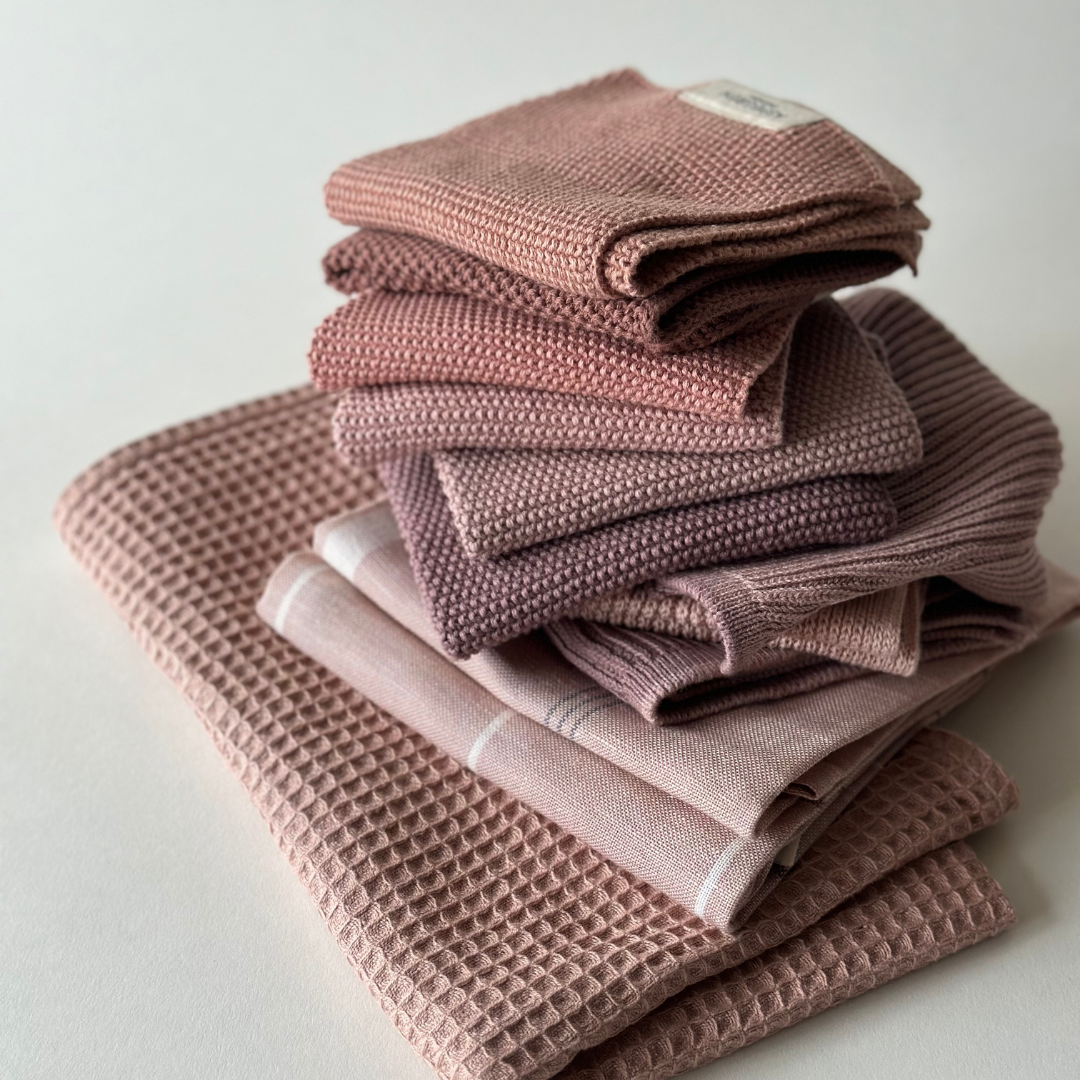 Mauve Knitted Organic Cotton Dishcloth Set of 2
