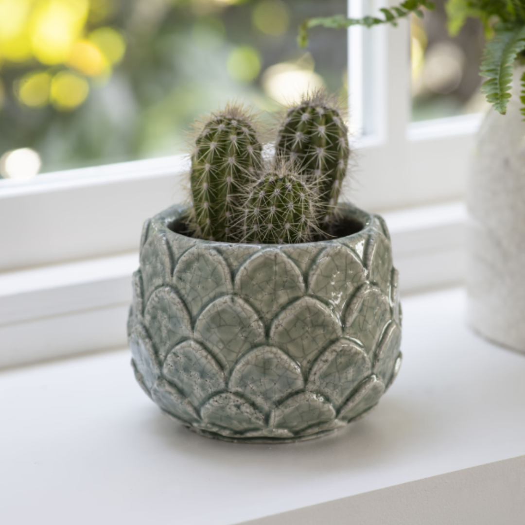 Ceramic Artichoke Leaf Plant Pot in 2 Sizes