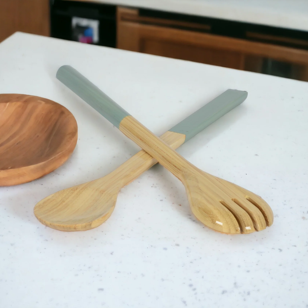 Ice Blue Bamboo Salad Server in 2 Sizes