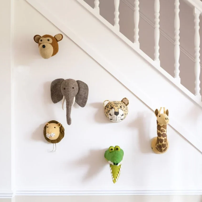 Bright Yellow &amp; Black Felt Giraffe Head in 2 Sizes