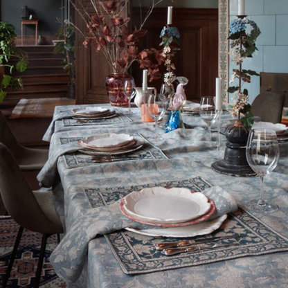 Dusty Blue Indian Rose Tablecloth in 2 Sizes