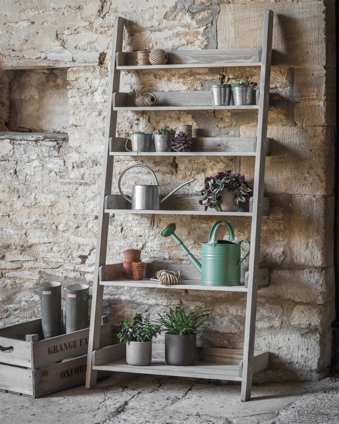 Indoor Outdoor Ladder Shelf 6 Tier in 2 Sizes