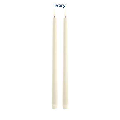 Ivory Large Smooth Slim Taper Candles 35cm