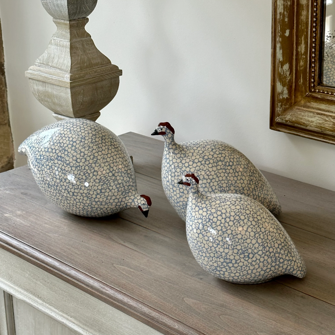 White Speckled Lavender Guinea Fowl