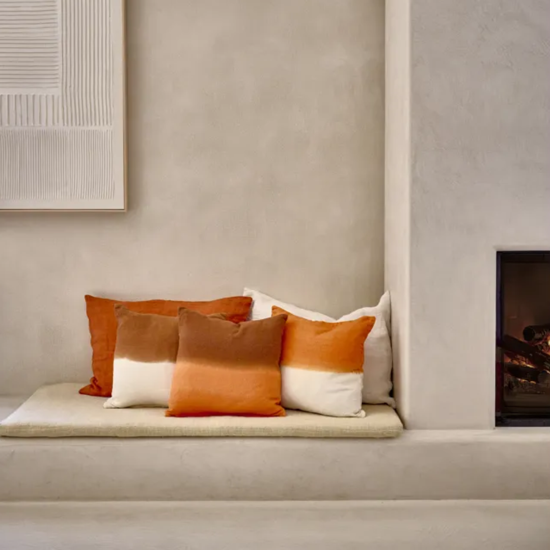 White Two Toned Linen Cushion 45 x 45cm in 4 Colours