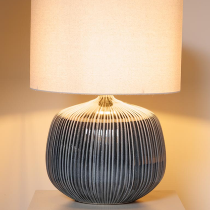 Grey Ribbed Table Lamp in 2 Sizes