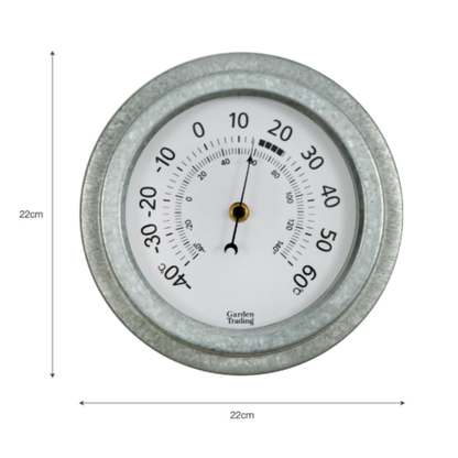 Indoor Outdoor Thermometer in Galvanised Steel