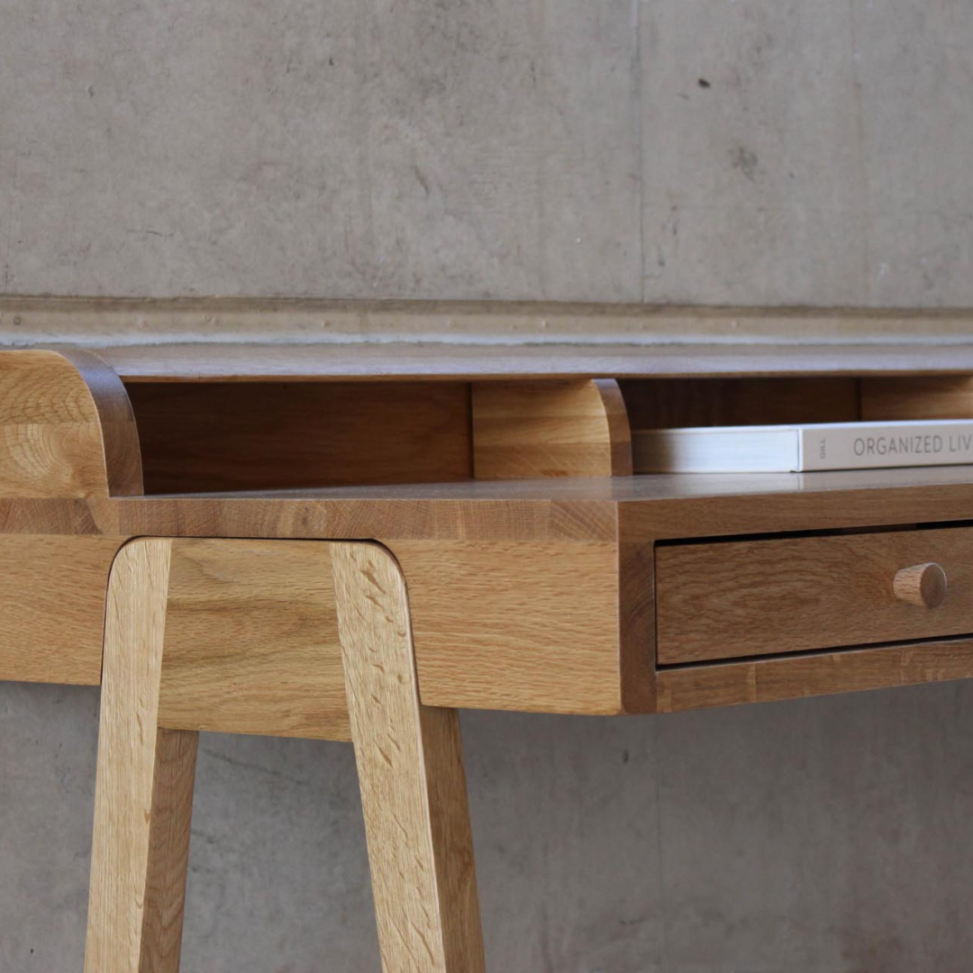 Contemporary Oak Desk with Shelves &amp; Drawers