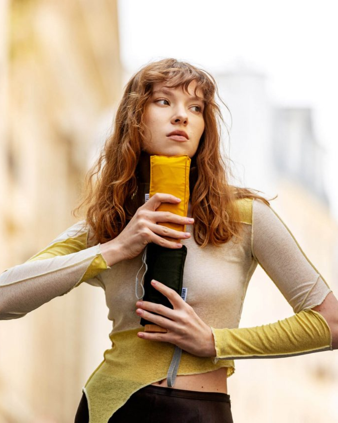 Solid Yellow Compact Umbrella