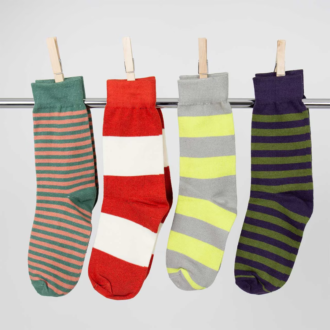 Lime &amp; Grey  Stripe Socks in 3 Sizes