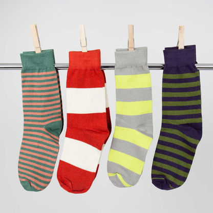 Lime &amp; Grey  Stripe Socks in 3 Sizes