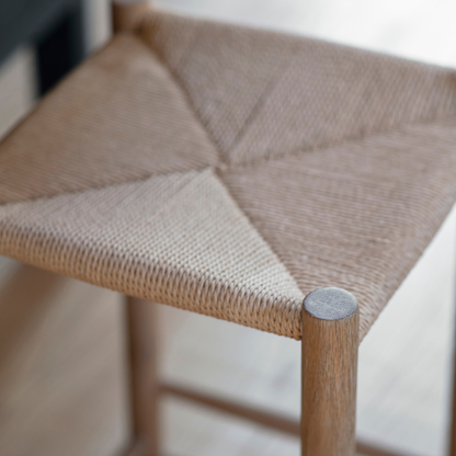 Oak &amp; Papercord Bar Stool in Natural or Carbon