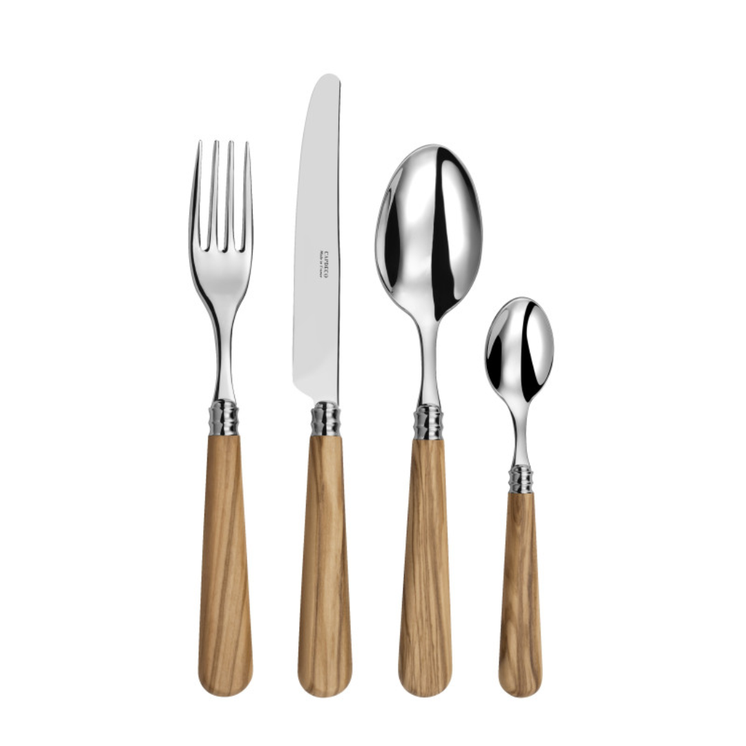 Olive Wood Cutlery 24 Piece Set with French Blade