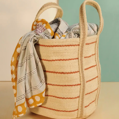 Striped Jute Tote Bag